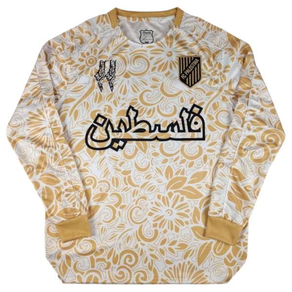 Maillot Edition Speciale FC Palestine Motifs Floraux Dorés Manches Longues Arabe