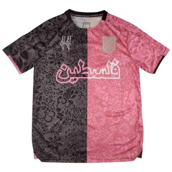 Maillot Edition Speciale FC Palestine Motifs Floraux Rose-Noir Arabe