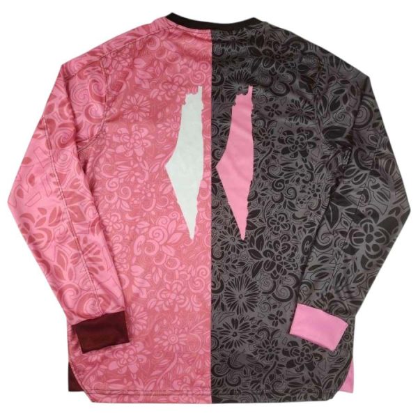 Maillot Edition Speciale FC Palestine Motifs Floraux Rose-Noir Manches Longues