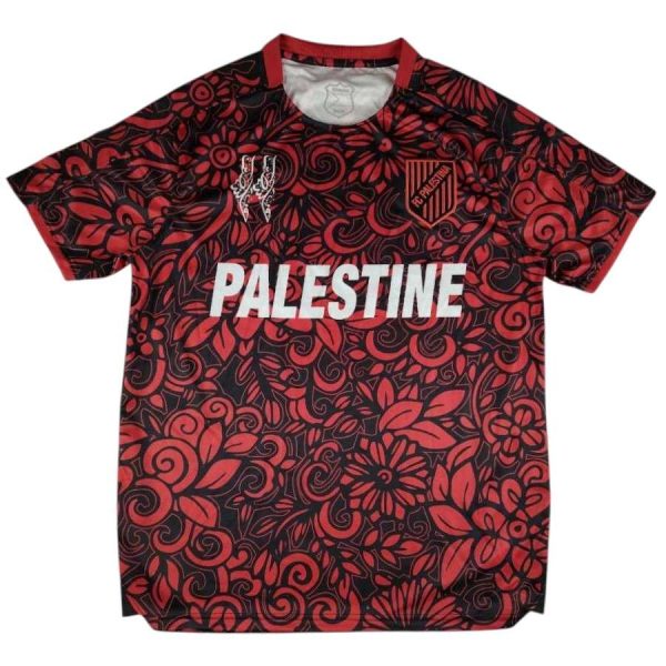 Maillot Edition Speciale FC Palestine Motifs Floraux Rouge Foncé