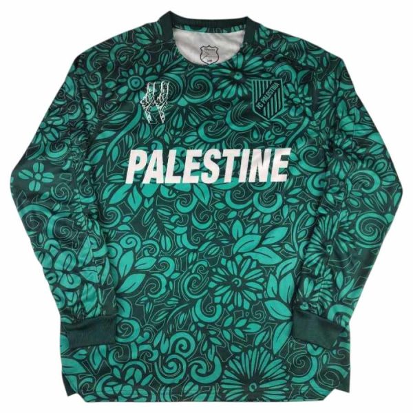 Maillot Edition Speciale FC Palestine Motifs Floraux Vert Manches Longues