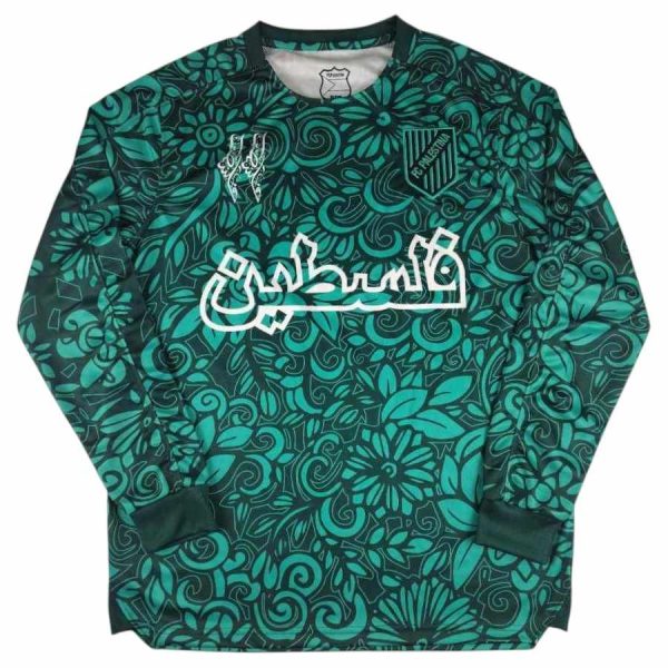 Maillot Edition Speciale FC Palestine Motifs Floraux Vert Manches Longues Arabe