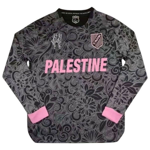 Maillot Edition Speciale Palestine Motifs Floraux Noir Manches Longues