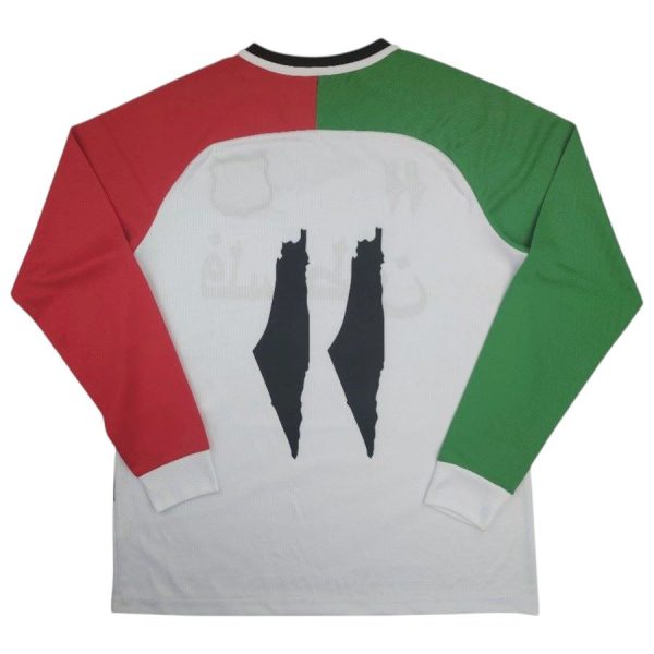 Maillot Palestine Edition Speciale Blanc Vert Rouge 2024 2025 Manches Longues