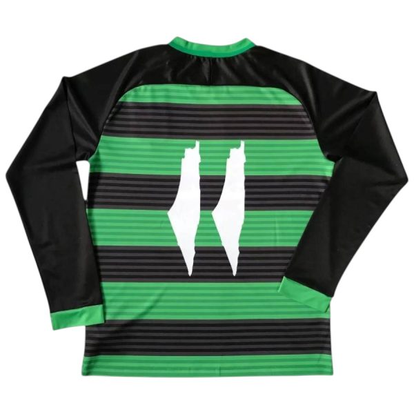 Maillot Palestine Edition Speciale Rayure Vert Noir 2024 2025 Manches Longues